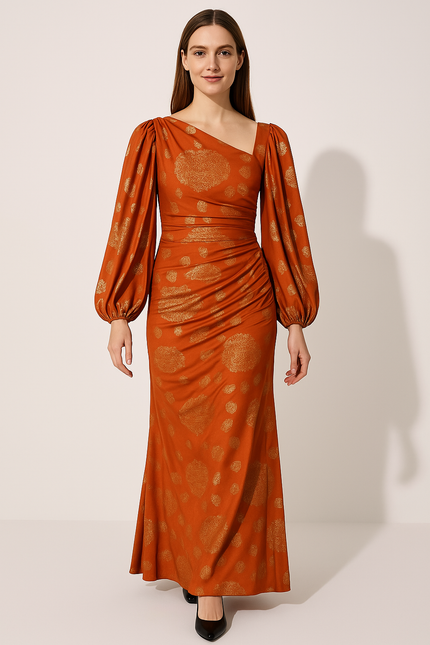 Robe Longue Orange Brulé