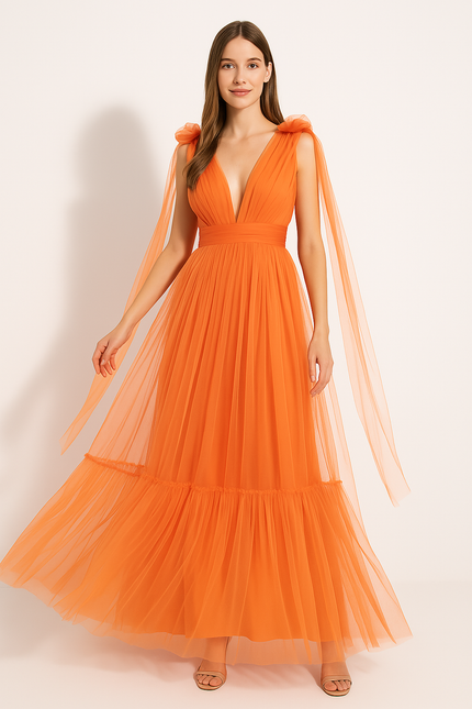 Robe Longue Femme Orange