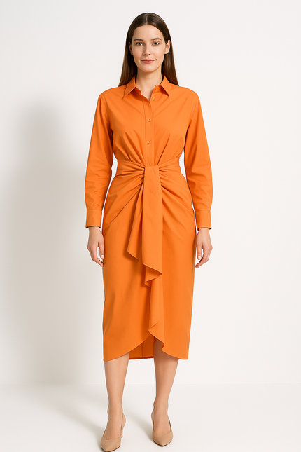 Robe Chemise Orange Femme