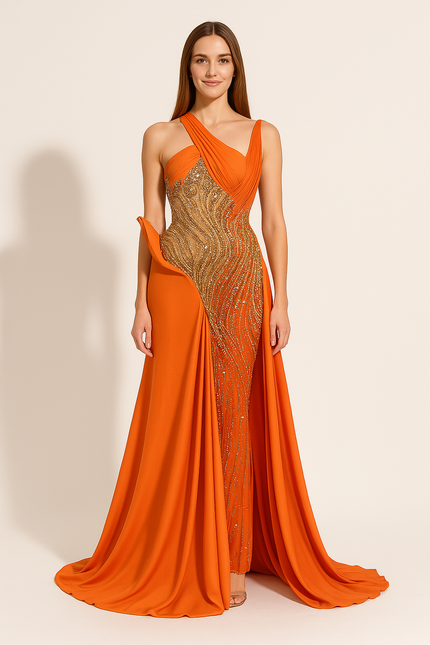 Robe De Soiree Orange Brûlé