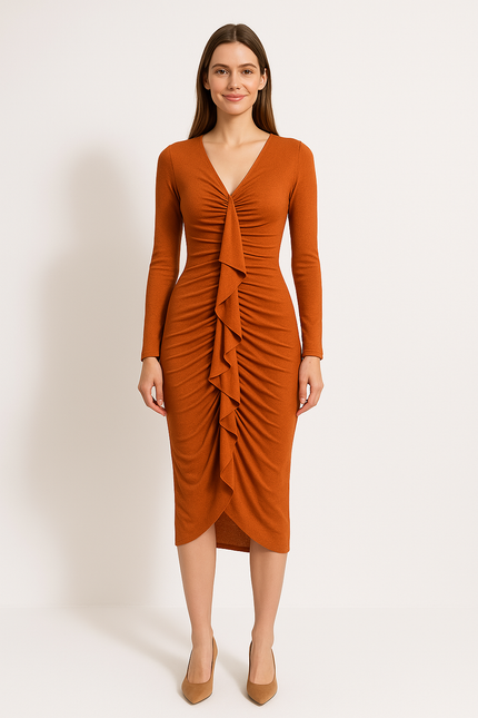 Robe Orange Moulante Élégante