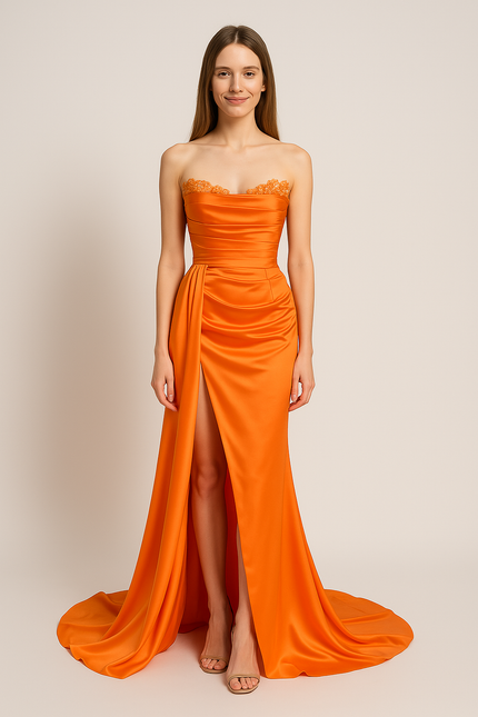 Robe De Soirée Courte Orange