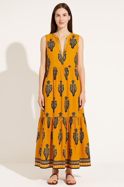 Robe Longue Orange Et Rose