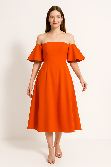 Robe Cocktail Mariage Orange