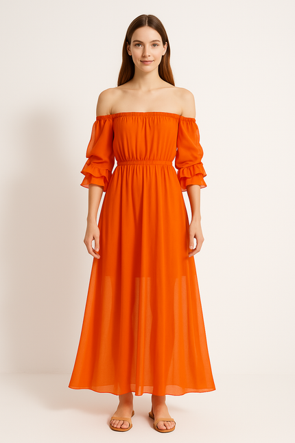 Robe Orange Sans Manche