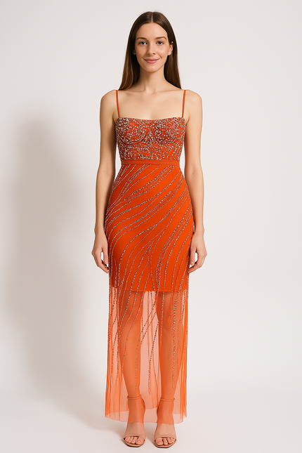 Robe Orange Pailleté