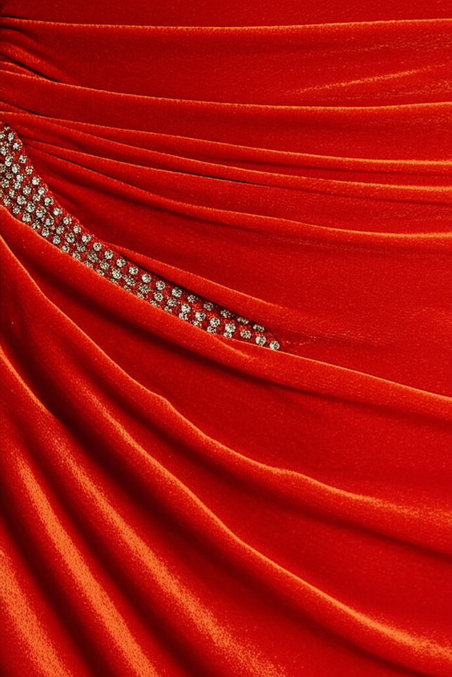 Robe Velours Orange Chic Glamour - gallery 3