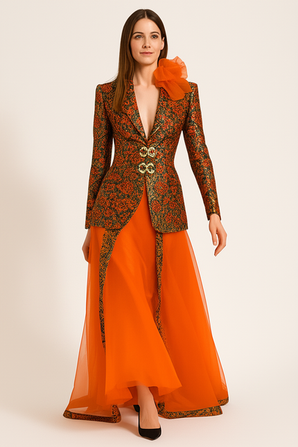 Robe Ceremonie Femme Orange - gallery 4