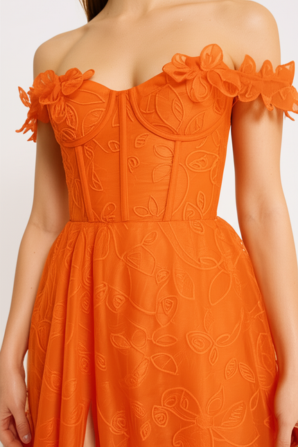 Robe Orange Bustier Élégante - gallery 3