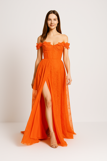 Robe Orange Bustier Élégante - gallery 4