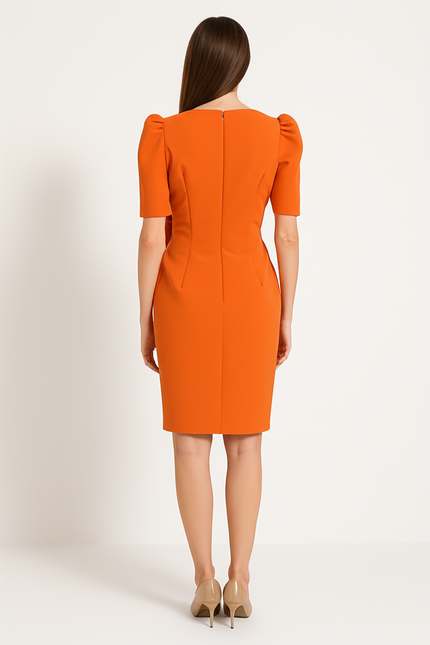 Robe Orange Chic À Volants - gallery 1