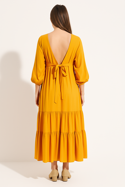 Robe Orange A Fleurs - gallery 1