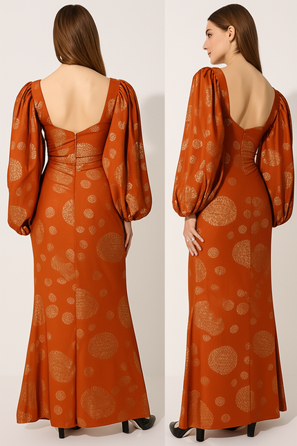 Robe Longue Orange Brulé - gallery 1