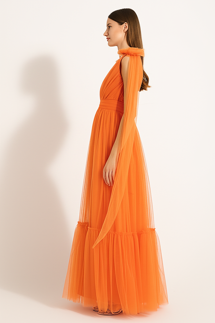 Robe Longue Femme Orange - gallery 2