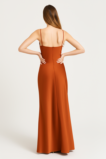 Robe De Soirée Longue Orange - gallery 1