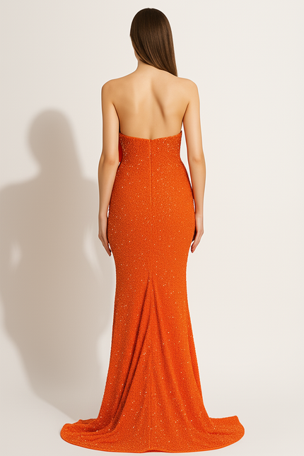 Robe Orange Pailletée Élégante - gallery 1