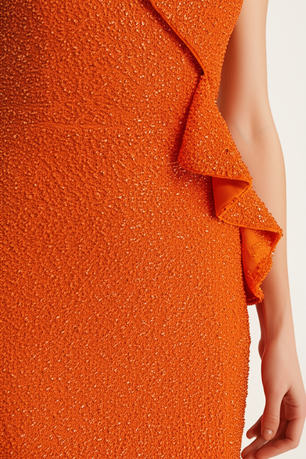 Robe Orange Pailletée Élégante - gallery 3