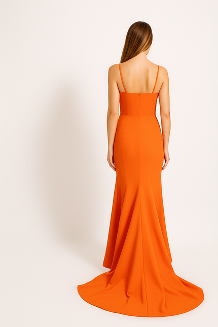 Robe Orange Chic À Volants - gallery 1