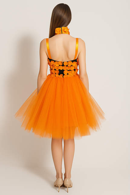 Robe Orange Fleurie - gallery 1