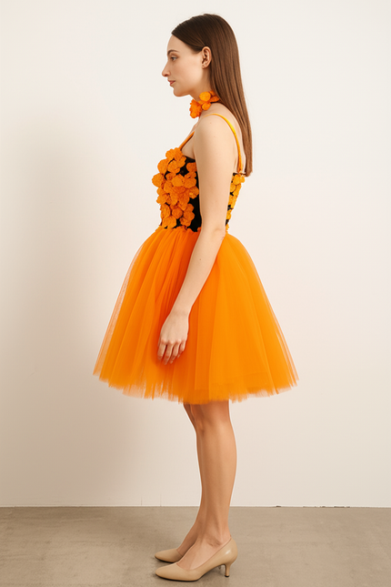 Robe Orange Fleurie - gallery 2