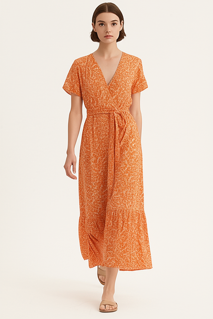 Robe Longue Fleurie Orange - gallery 4
