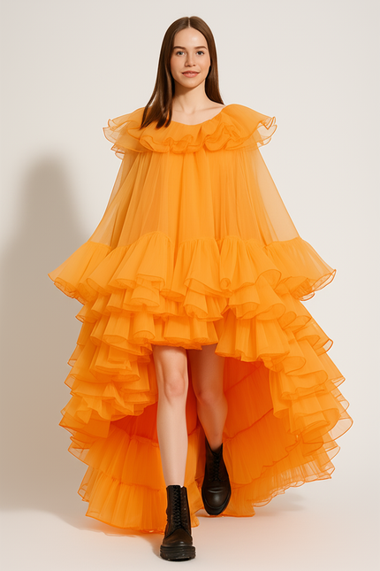 Robe Orange Asymétrique - gallery 4