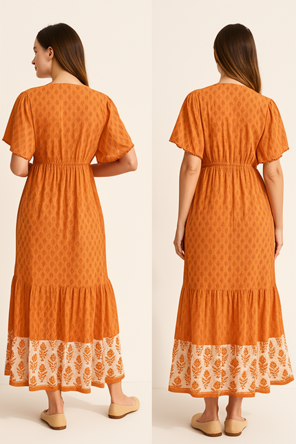 Robe Longue Orange Femme - gallery 1