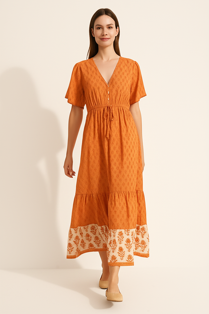 Robe Longue Orange Femme - gallery 4