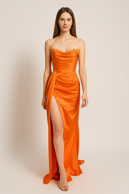 Robe De Soirée Courte Orange - gallery 4