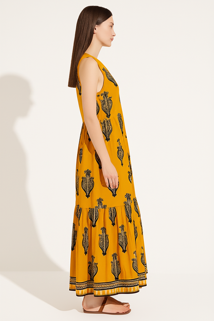 Robe Longue Orange Et Rose - gallery 2