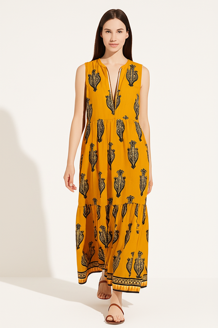 Robe Longue Orange Et Rose - gallery 4