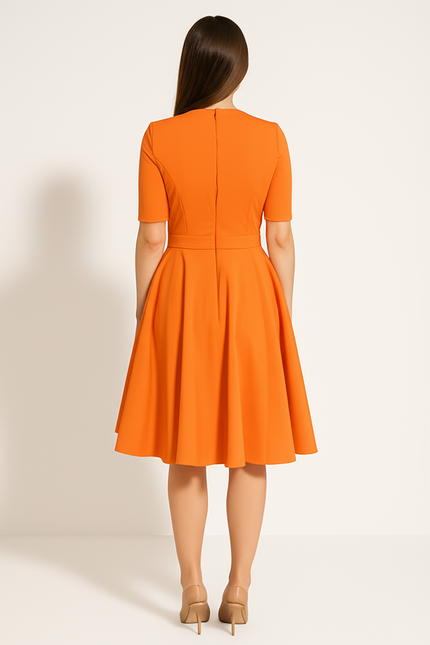 Robe Orange Manches Courtes - gallery 1