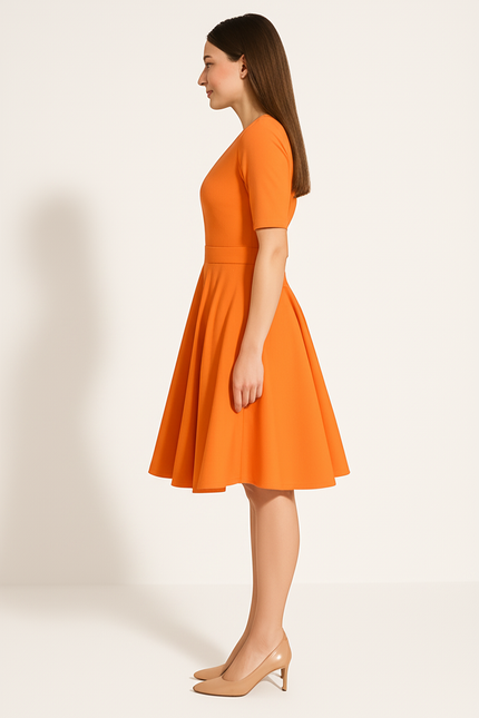 Robe Orange Manches Courtes - gallery 2
