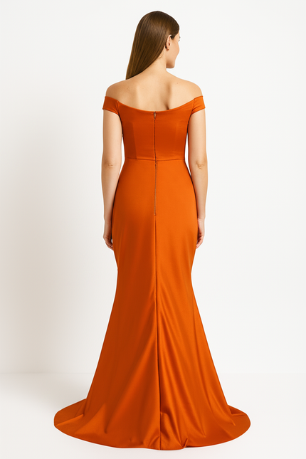 Robe Élégante Orange Satinée - gallery 1