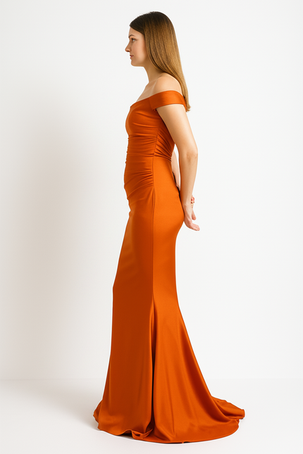 Robe Élégante Orange Satinée - gallery 2