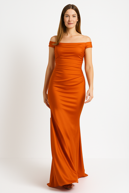 Robe Élégante Orange Satinée - gallery 4