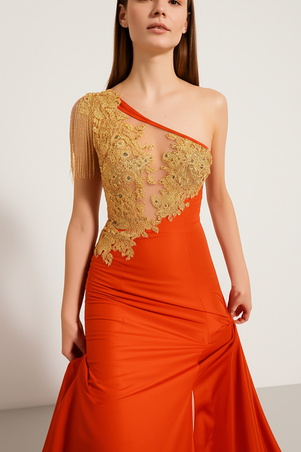 Robe Longue Orange Fluo - gallery 3