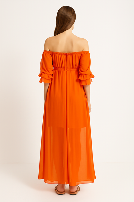 Robe Orange Sans Manche - gallery 1