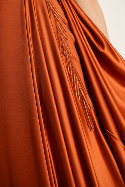 Robe Longue Satin Orange - gallery 3