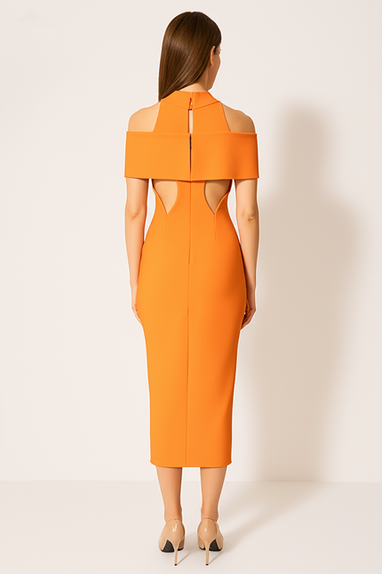 Robe Orange Manches Courtes - gallery 1