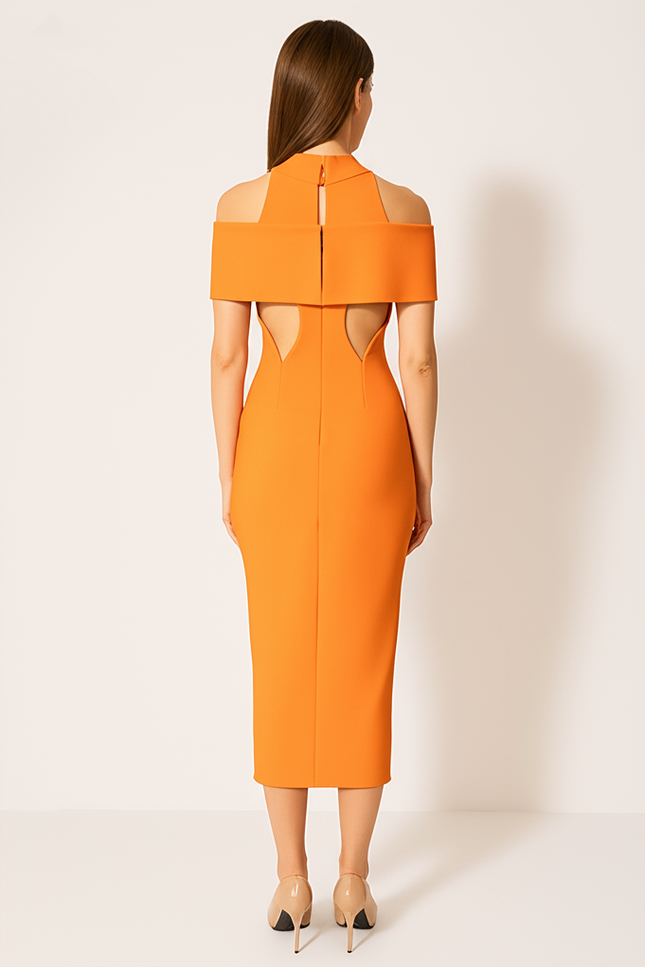 Robe Orange Manches Courtes - gallery 1