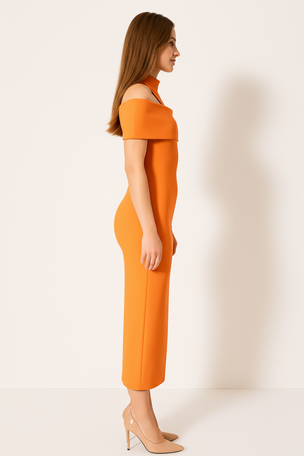 Robe Orange Manches Courtes - gallery 2