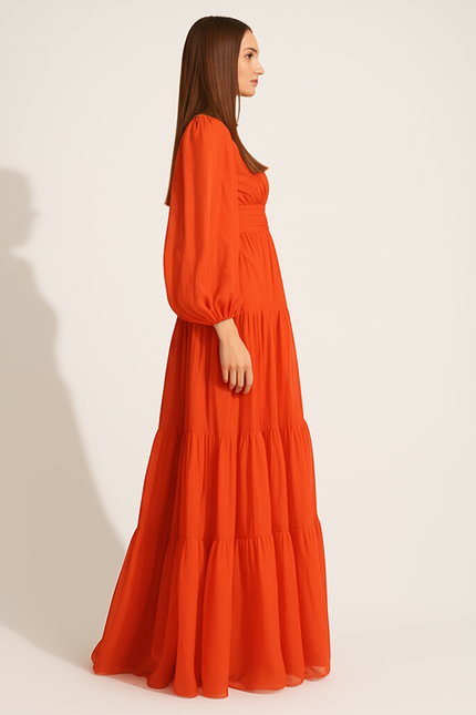 Robe Orange Ample Et Longue  - gallery 2