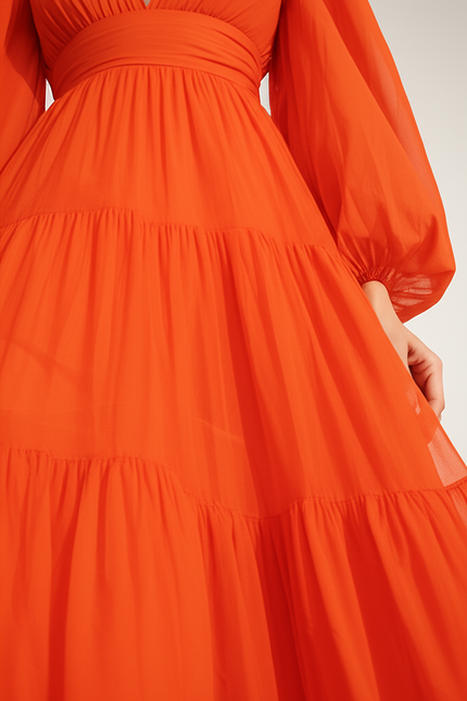 Robe Orange Ample Et Longue  - gallery 3
