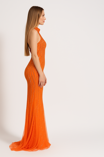 Robe Scintillante Orange Glamour Moderne - gallery 2
