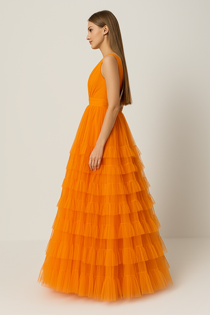 Robe Longue Été Orange - gallery 2