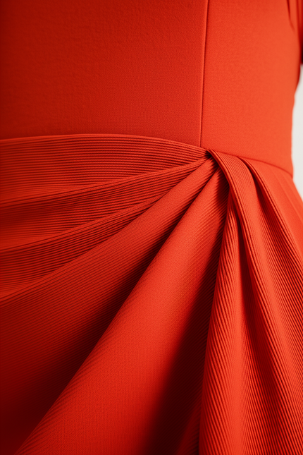 Robe Orange Fluide Élégante Manches. - gallery 3