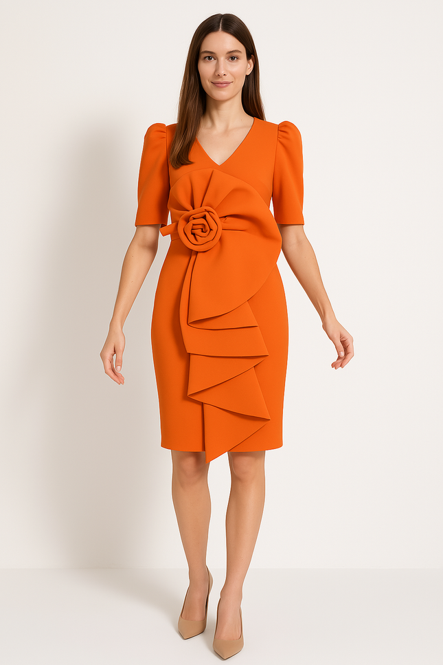 Robe Orange Chic À Volants