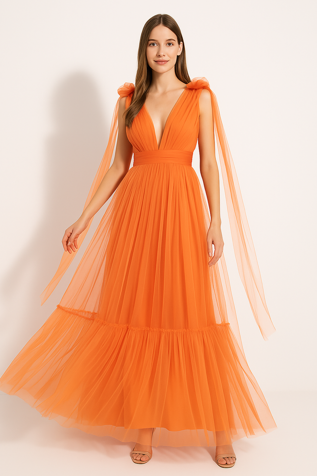Robe Longue Femme Orange
