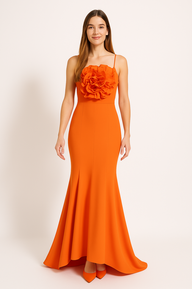 Robe Orange Chic À Volants